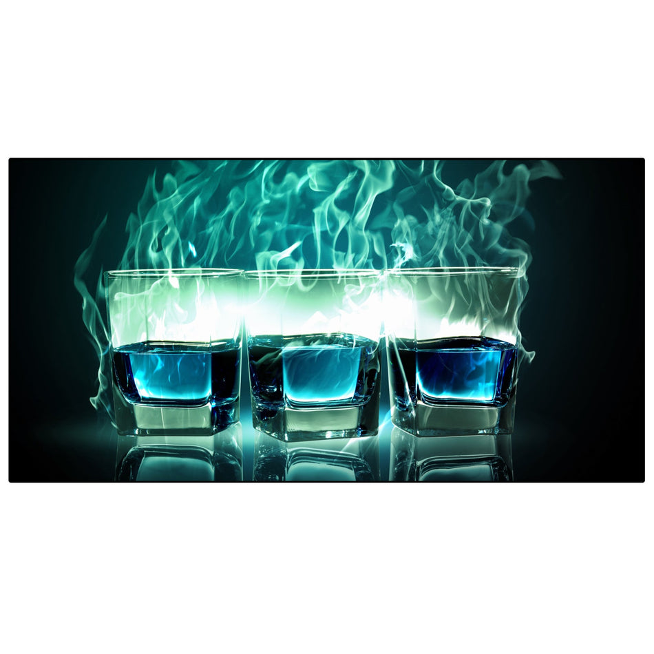 Spritzschutz Küche Blaue Feuer Cocktail