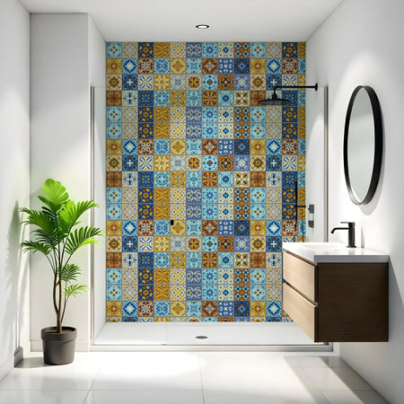 Duschrückwand Patchwork